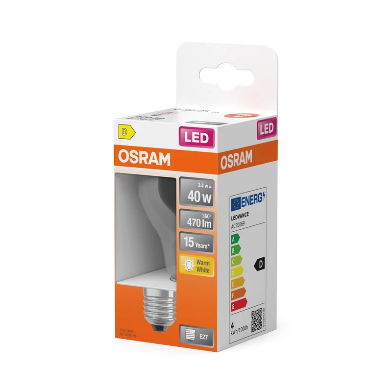 OSRAM LED Retrofit Classic A LED Lampe (ex 40W) 4W / 2700K Warmweiß E27