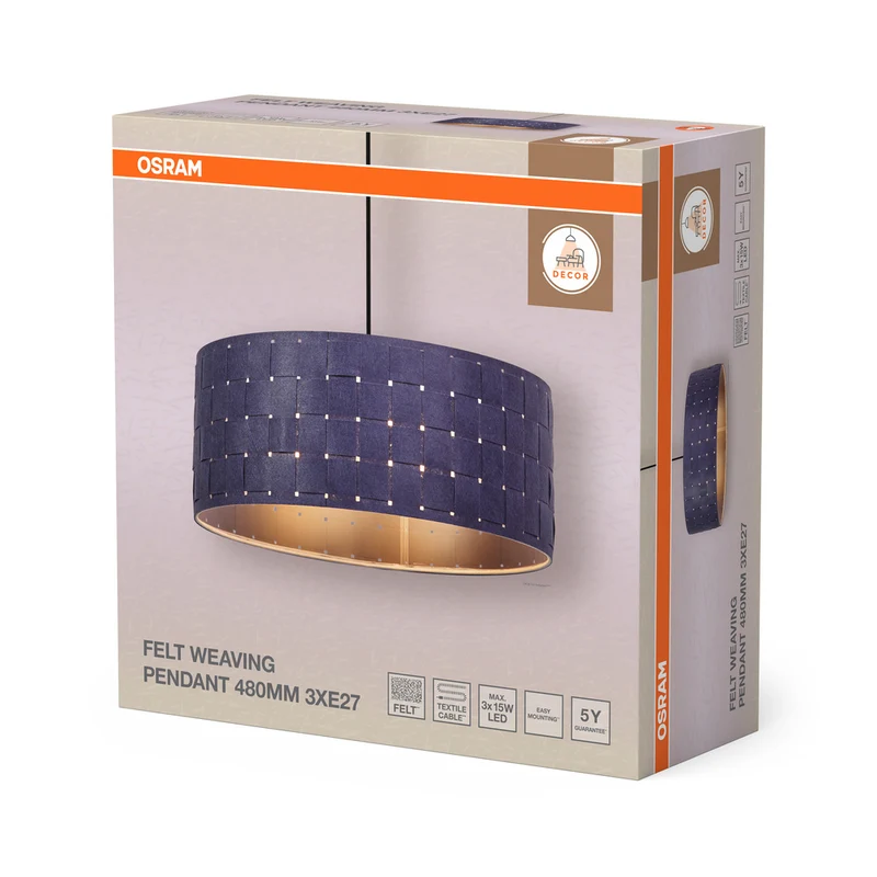 OSRAM DECOR Pendelleuchte Decor Felt Weaving dunkelgrau, 3xE27