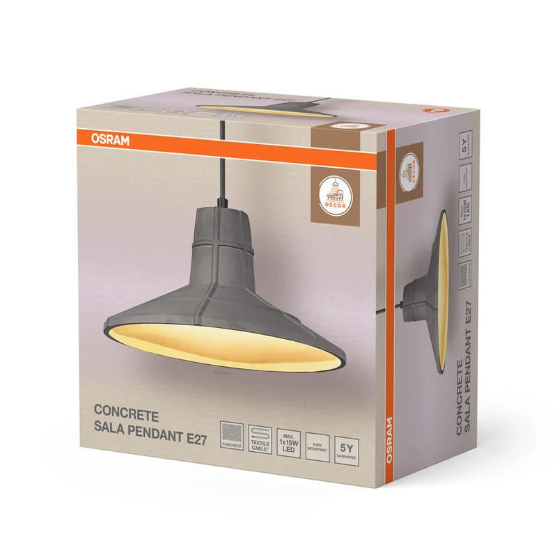 OSRAM DECOR Concrete Sala Beton-Leuchte Pendelleuchte, E27, 325 mm