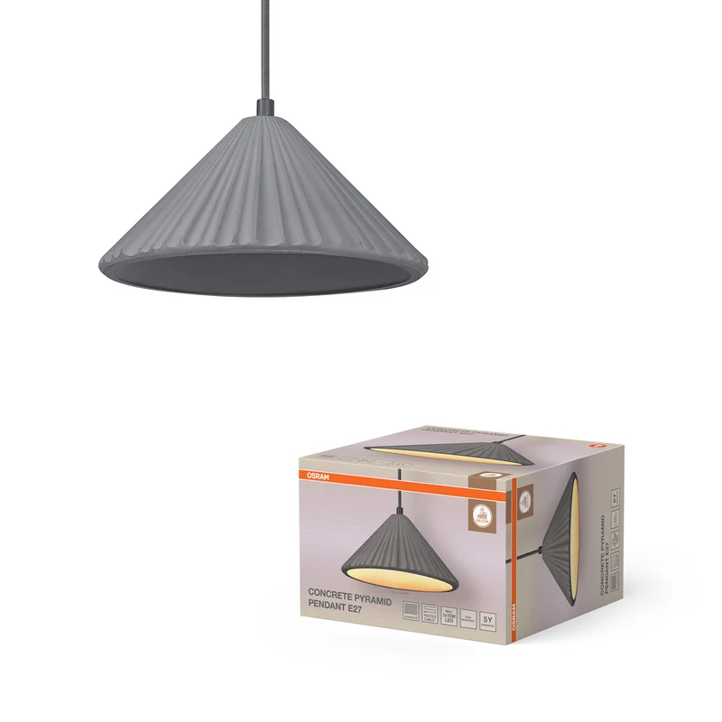 OSRAM DECOR Concrete Pyramid Beton Pendelleuchte, E27, 250 mm
