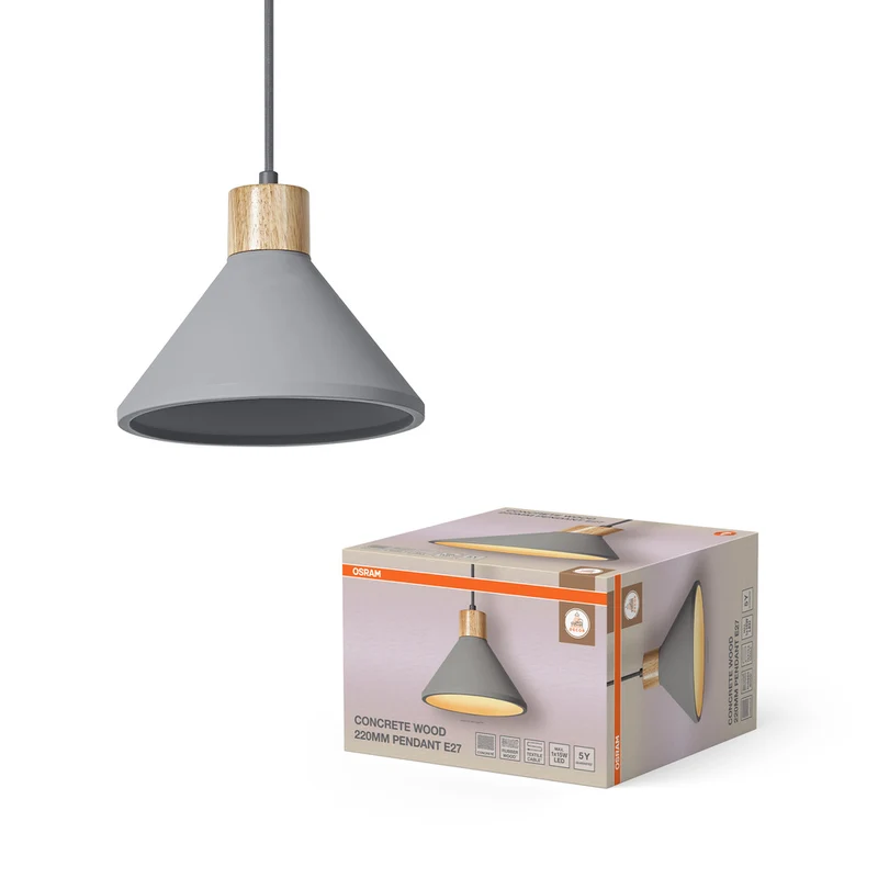 OSRAM DECOR Concrete Wood Beton Pendelleuchte, E27, 220 mm