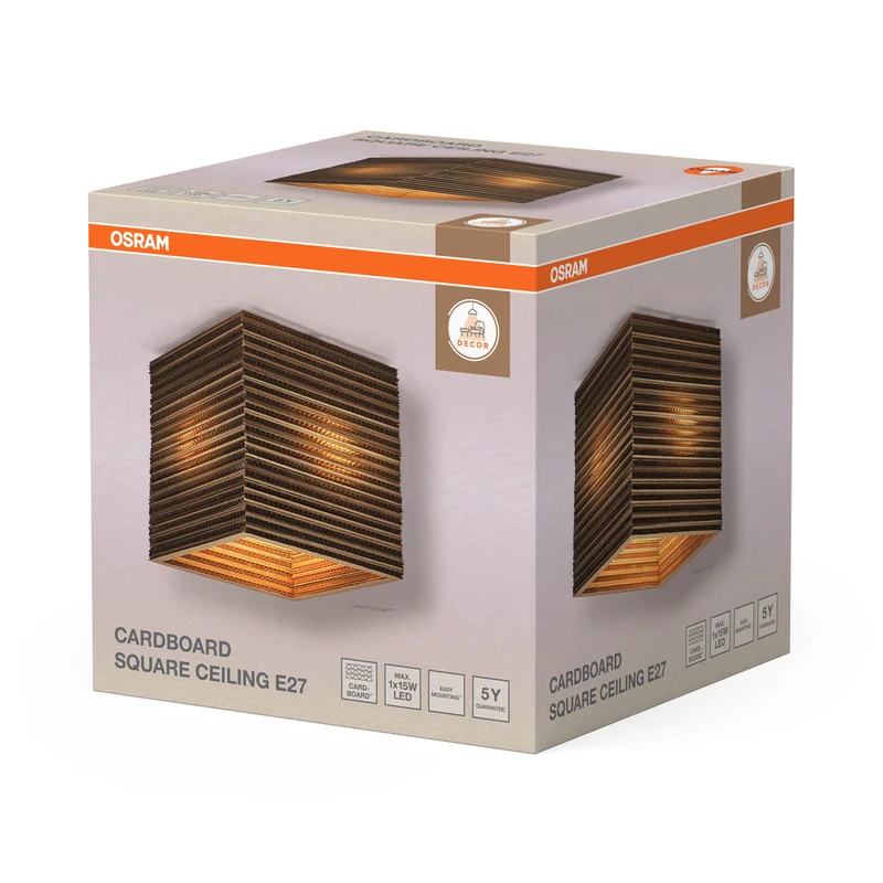 OSRAM DECOR Deckenleuchte Decor Cardboard Square braun, E27