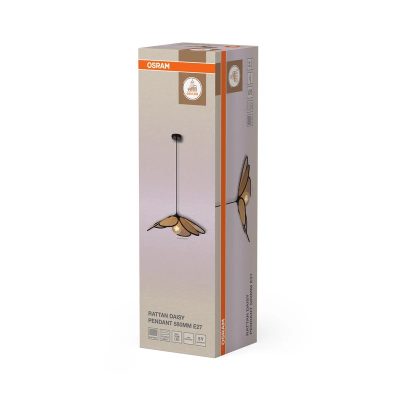 OSRAM DECOR Rattan Daisy Pendelleuchte E27 Braun