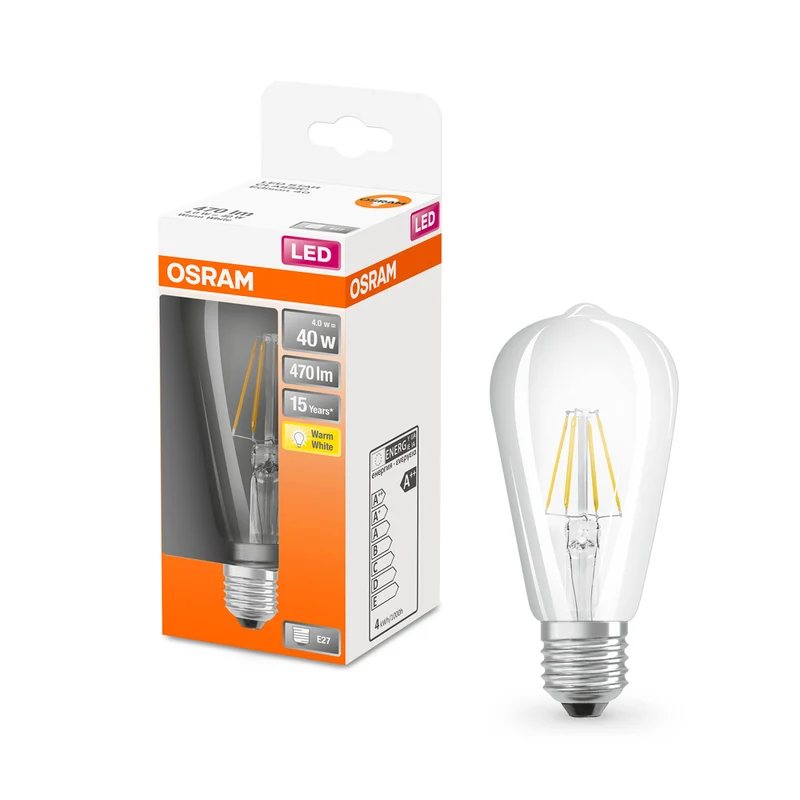 OSRAM LED Lampe LED Retrofit CLASSIC ST 4W 827 Clear E27, 470 lm, 2700 K, Warmweiß