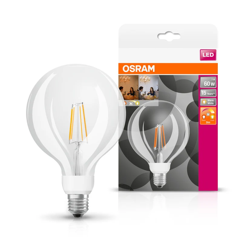 OSRAM LED Lampe LED SUPERSTAR CLASSIC GLOBE GLOWdim 7W 822…827 E27, 806 lm, 2200…2700 K, Tunable Warm White