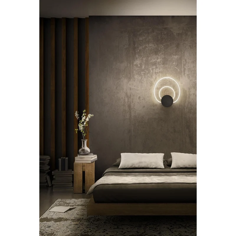 LEDVANCE Decor Helios Wandleuchte aus geschwungenem Polycarbonat mit LED und Filament-Design, mit Click Select, 12 W, 960 lm, 3000 K, 830 warmweiß, nicht dimmbar, dunkelgrau, Kunststoff (PC), IP20