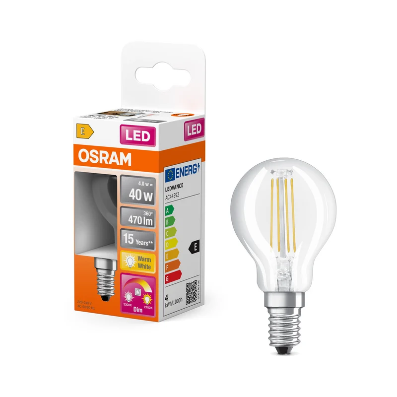 OSRAM LED Lampe LED SUPERSTAR CLASSIC P GLOWdim 4W 822…827 E14, 470 lm, 2200…2700 K, Tunable Warm White