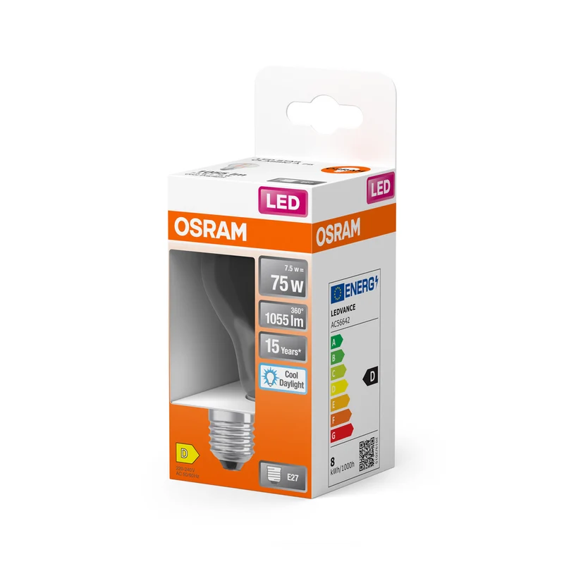 OSRAM LED Lampe LED Retrofit CLASSIC A 6.5W 865 Clear E27, 806 lm, 6500 K, Kaltes Tageslicht