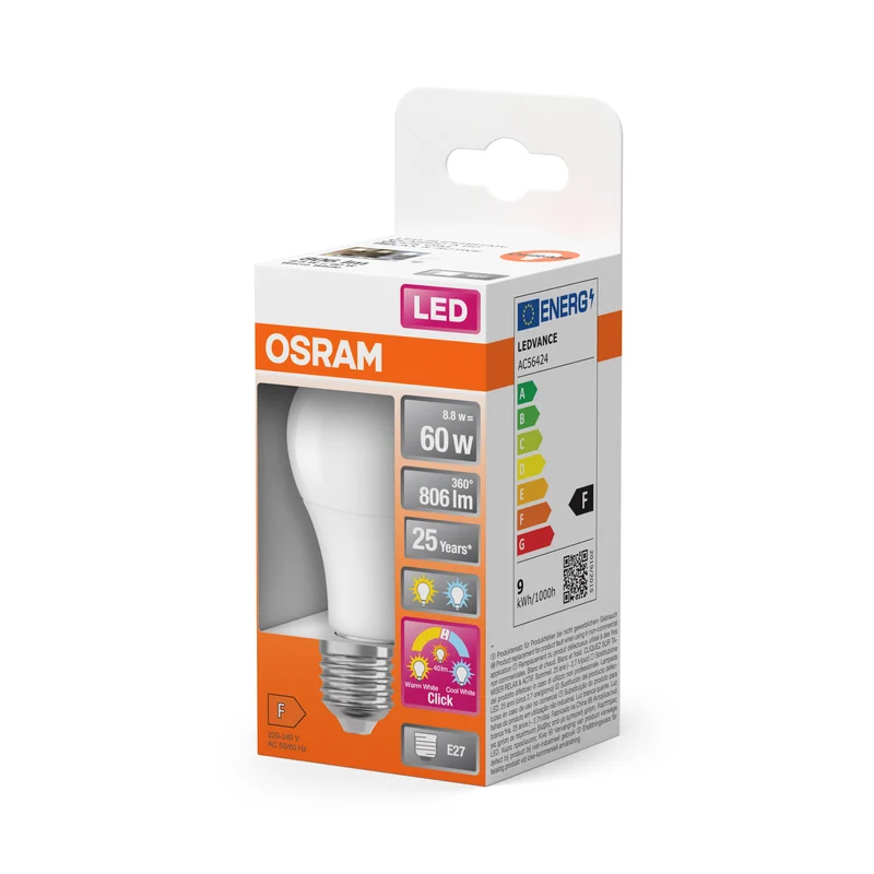 OSRAM LED Superstar Classic Lampe Frosted, 3-Modi, 8.8W, E27 , Warmweiß, Kaltweiß