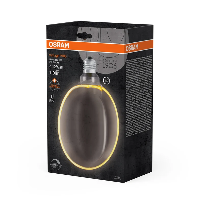 OSRAM VINTAGE 1906® LED Lampe LED CLASSIC GLOBE183 O - Form FILAMENT 4W 818 Smoke E27, 110 lm, 1800 K, Comfort warm white