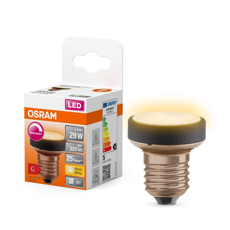 OSRAM LED FLAT LAMP Ultrakompakte LED Designlampe, dimmbar, 2700K, 3.5W, Matt, E27 , Warmweiß