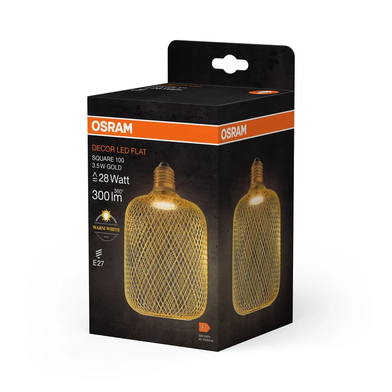 OSRAM DECOR LED Flatlampe Lampe Gold, 3.5W, 300lm, Frosted, 100mm , Warmweiß , E27