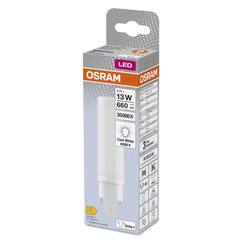 OSRAM DULUX LED D/E HF & AC MAINS LED Lampe 6W 840 G24Q-1, 660 lm, 4000 K, Kaltweiß