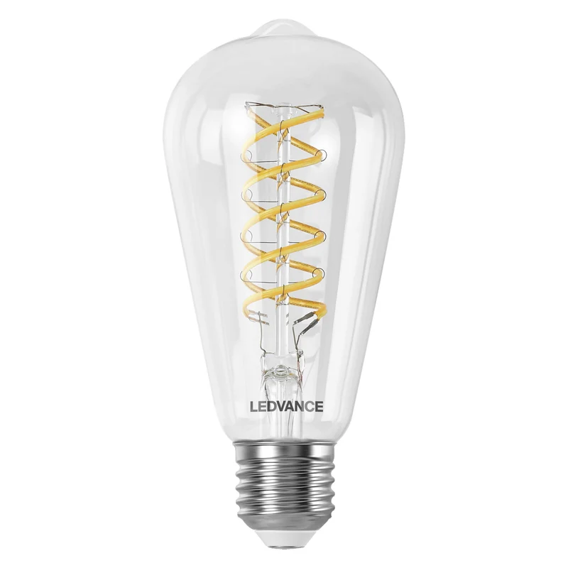 LEDVANCE Smart+ Wifi Filament Edison Tunable White in Edison-Form-Form, LED-Lampe, Bleifreies Glas, klar, 8 W, (ex 60 W), 806 lm, Lichtfarbe variabel, Wifi, Dimmbar