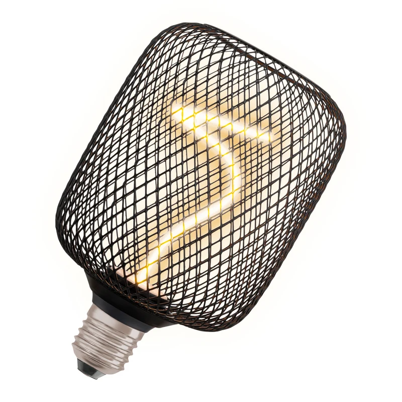 OSRAM DECOR LED Spiralfilament Lampe Quadrat, Schwarz, 3.5W, 130lm , Comfort warm white , E27