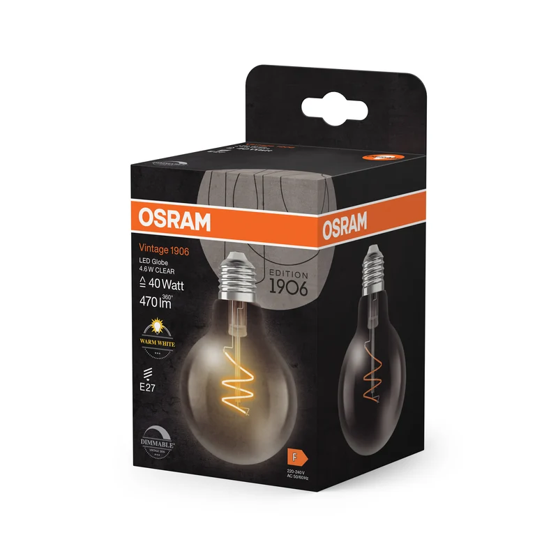 OSRAM Vintage 1906 Globe LED-Lampe Klar, 4.6W, 470lm, E27 , Warmweiß