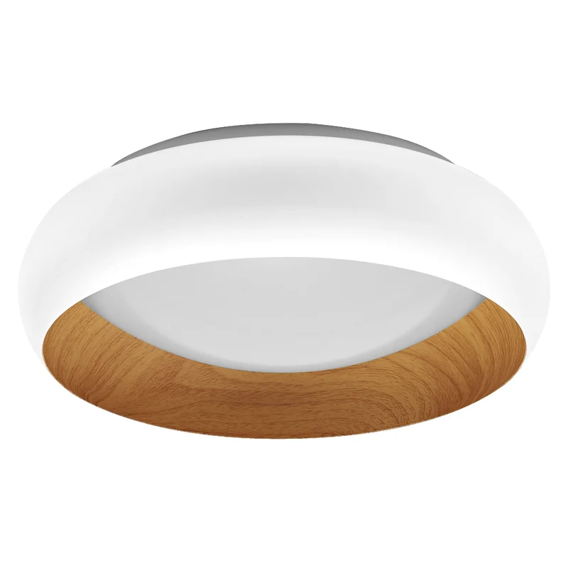 LEDVANCE ORBIS Livia LED-Deckenleuchte mit Metallring, weiß/Holzdekor, 16W, 750lm, 3000K, 300mm, 830 freundliches Warmweiß, durch Klicken in 3-Stufen dimmbar, IP20, Schrauben/Dübel inklusive