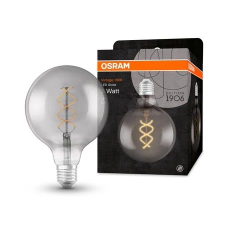 OSRAM Vintage 1906® GLOBE LED Lampe (ex 15W) 5W / 1800K Warmweiß E27 Rauchglas Optik, E27