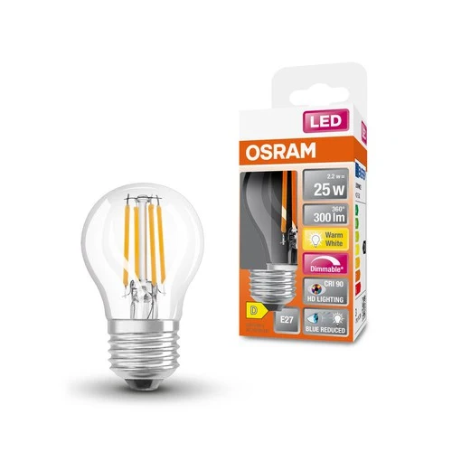 OSRAM SUPERSTAR+ CLASSIC P FIL 25 LED-Lampe, 2,2W, 300lm , Warmweiß , E27