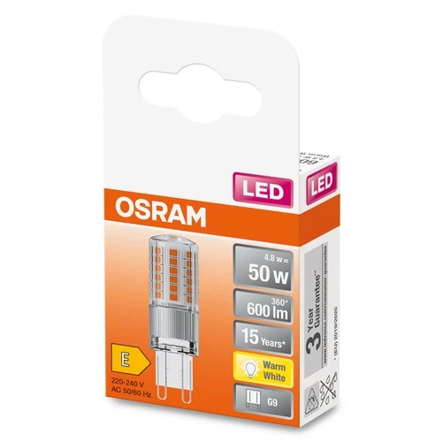 OSRAM LED Stiftsockellampe (ex 48W) 4,8W / 2700K Warmweiß PIN G9