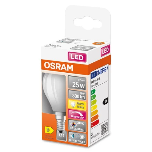 OSRAM SUPERSTAR+ CLASSIC P GLFR 25 LED-Lampe, 2,2W, 300lm , Warmweiß , E14