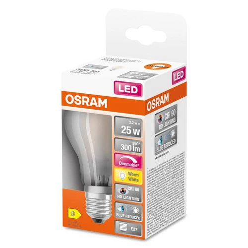 OSRAM SUPERSTAR+ CLASSIC A GLFR 25 LED-Lampe, 2,2W, 300lm , Warmweiß