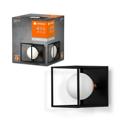 LEDVANCE DECOR Square Bad-Wandleuchte IP44, schwarz, G9