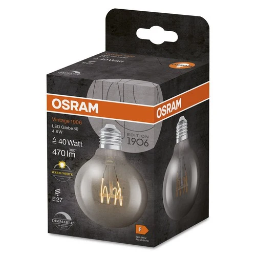 OSRAM Vintage 1906® Classic Globe80 Lampe, 4,8W, 470lm , Warmweiß , E27