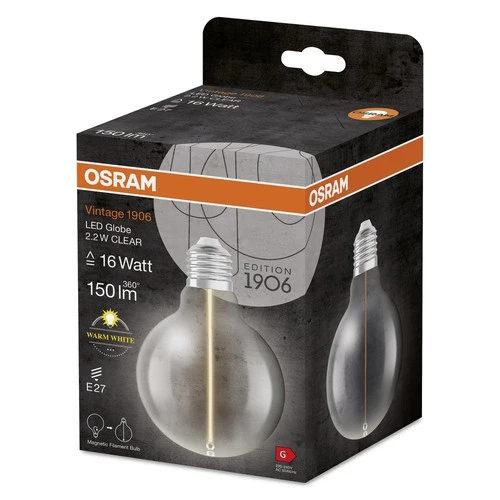 OSRAM Vintage 1906® Classic Globe95 Lampe, 2,2W, 150lm , Warmweiß , E27