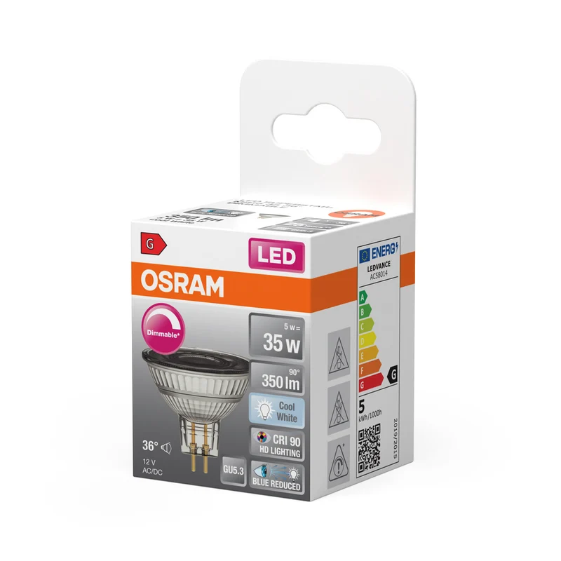 OSRAM Dimmbare LED Reflektor-Lampe LED SUPERSTAR + spot MR16 GL 35 DIM 5W/940 CRI90 GU5.3 , Kaltweiß