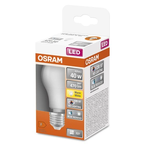 OSRAM SUPERSTAR+ CLASSIC A 40 FR LED-Lampe, 4,9W, 470lm, E27 , Warmweiß