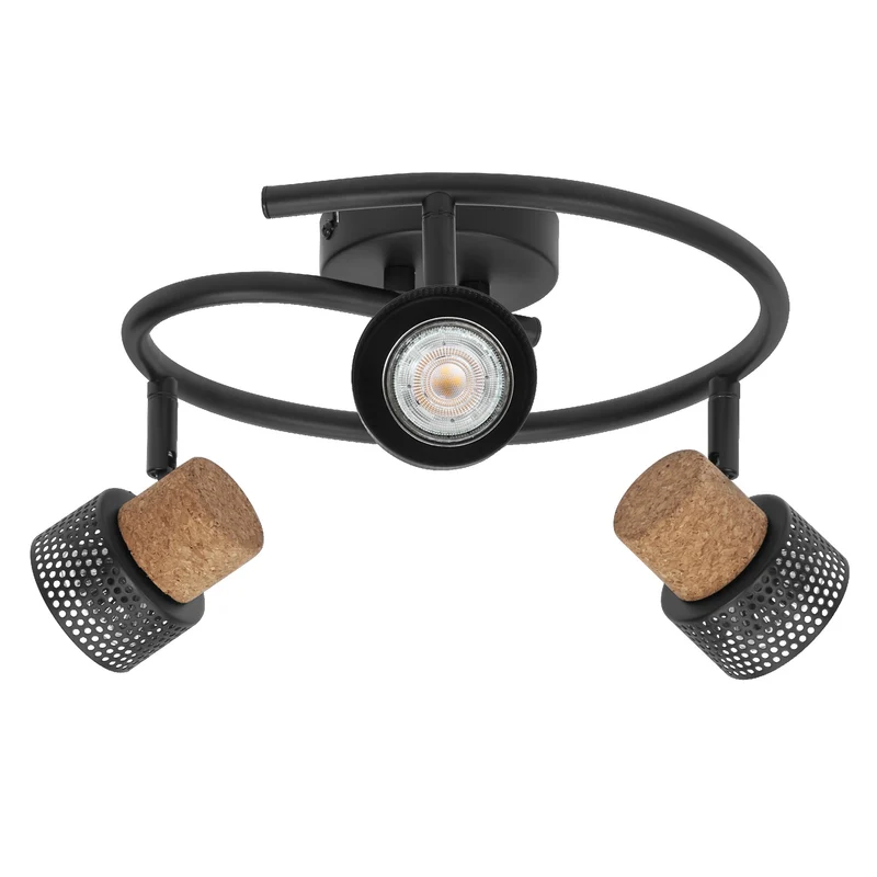 LEDVANCE DECOR SPOT CORK Spiral, 3 x 3,4W, 690lm, schwarz, Spotleuchte, verstellbare Köpfe, vielseitig anwendbar, Innenraumspot, austauschbare LED-Lampen, dimmbar, warmweiße Lichtfarbe, GU10