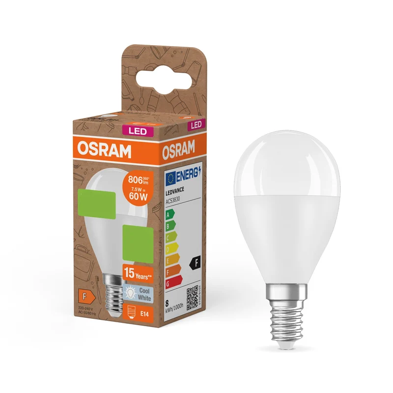 OSRAM LED PCR LAMPS WITH CLASSIC P , LED-Lampe, Matt, 7,5 W, (ex 60 W), 806 lm, Kaltweiß, 4000 K, 15000 h, CRI ≥80