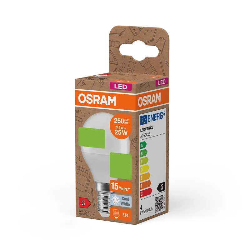 OSRAM LED PCR LAMPS WITH CLASSIC P , LED-Lampe, Matt, 3,3 W, (ex 25 W), 250 lm, Kaltweiß, 4000 K, 15000 h, CRI ≥80