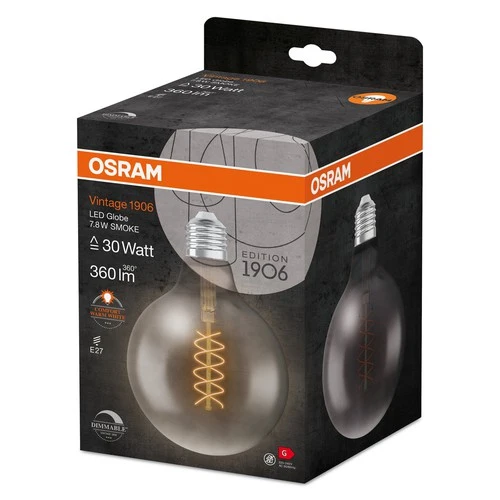 OSRAM Vintage 1906 LED-Lampe, Smoke-Tönung, 7,8W, 360lm , Warmweiß , E27