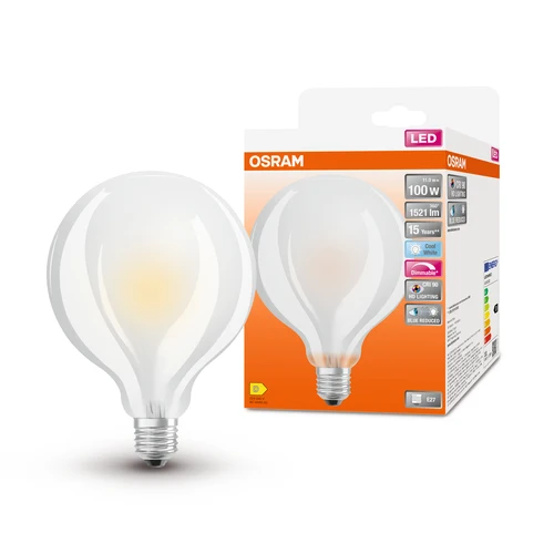 OSRAM Dimmbare FILAMENT LED-Lampe LED SUPERSTAR+ CL GLOBE95 GL FR 100 dim 11W/940 E27 CRI90 BOX, E27 , Kaltweiß