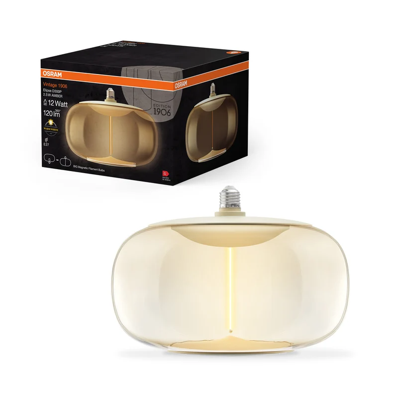 Osram Vintage 1906® LED BIG DECORATIVE BULB WITH FILAMENT-MAGNETIC STYLE 4W 818 Amber E27 ELIPSE , Warmweiß