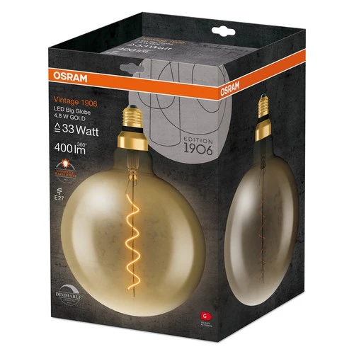 OSRAM Vintage 1906 LED-Lampe, Gold-Tönung, 4,8W, 400lm , Warmweiß , E27
