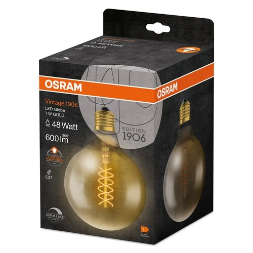 OSRAM Vintage 1906 LED-Lampe, Gold-Tönung, 4,8W, 420lm , Warmweiß , E27