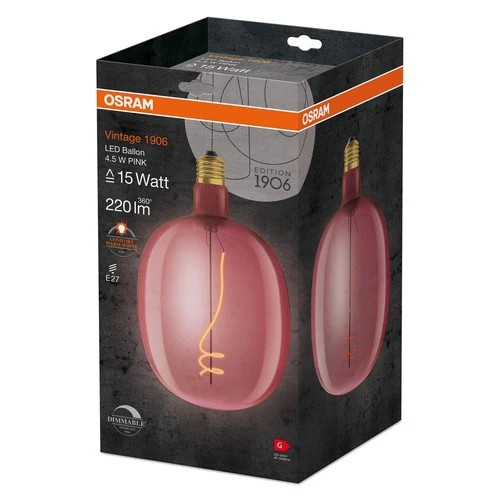 OSRAM Vintage 1906 LED-Lampe, Pinke Tönung, 4,5W, 220lm , Warmweiß , E27