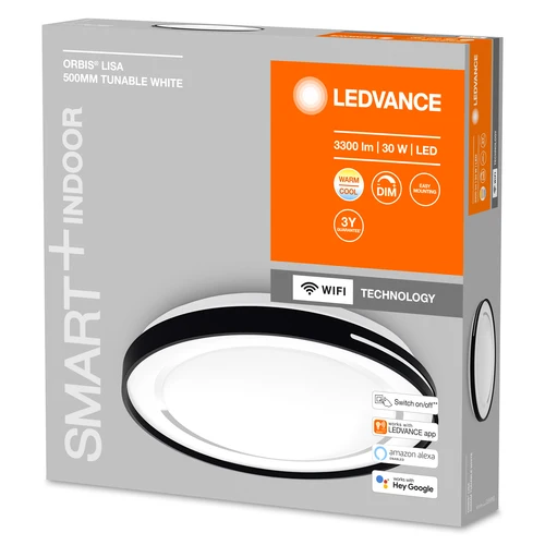 LEDVANCE Wifi SMART+ ORBIS LISA LED Deckenleuchte 50cm Tunable Weiß 30W / 2700-6500K schwarz