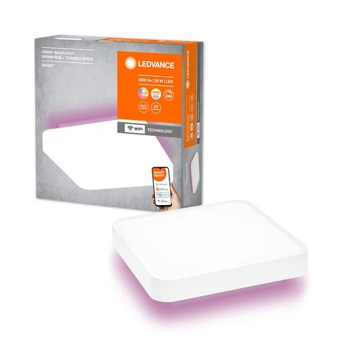 LEDVANCE Wifi SMART+ ORBIS BACKLIGHT LED Deckenleuchte RGBW mehrfarbig 35x35cm Tunable Weiß 28W / 3000-6500K weiß