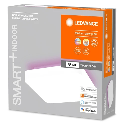 LEDVANCE Wifi SMART+ ORBIS BACKLIGHT LED Deckenleuchte RGBW mehrfarbig 35x35cm Tunable Weiß 28W / 3000-6500K weiß