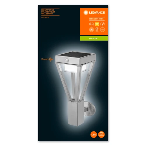 LEDVANCE ENDURA STYLE SOLAR BOUQUET LED Wandleuchte mit Sensor 6W / 3000K Warmweiß grau