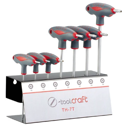 Stiftschlüssel-Satz mit T-Griff Torx 7-teilig, T10 - T40