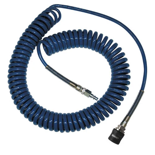 Spiralschlauch PUR blau 10x6.5mm, 8m, mit Sicherheitskupplung