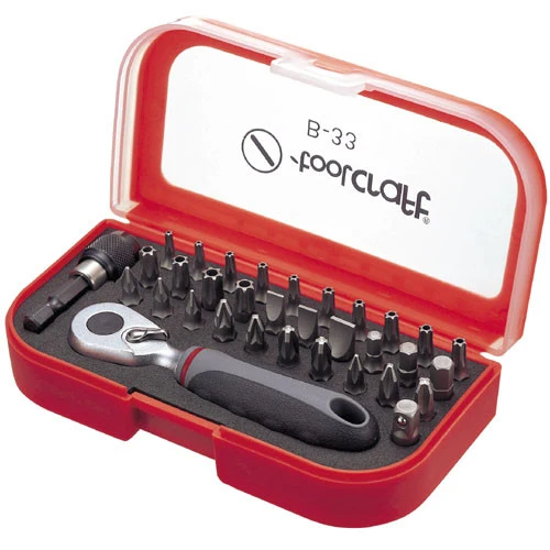 Bit-Satz 1/4", 33-teilig, Torx-Bits mit Bohrung, mit Umschaltkna
