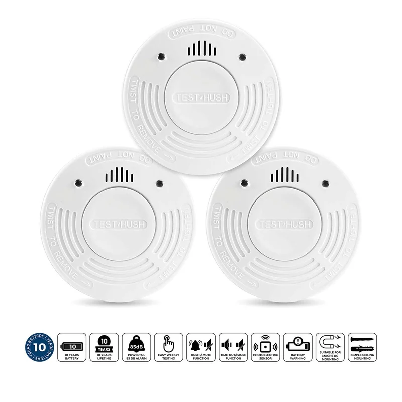 Alecto SD1010 3X – Rauchmelder mit 10-Jahres-Batterie, 3er-Pack