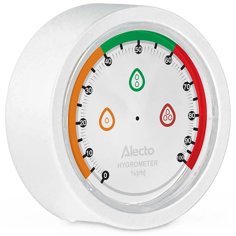 Alecto WS-05WH - Analoges Innenraum-Hygrometer mit batterielosem Betrieb - Weiß