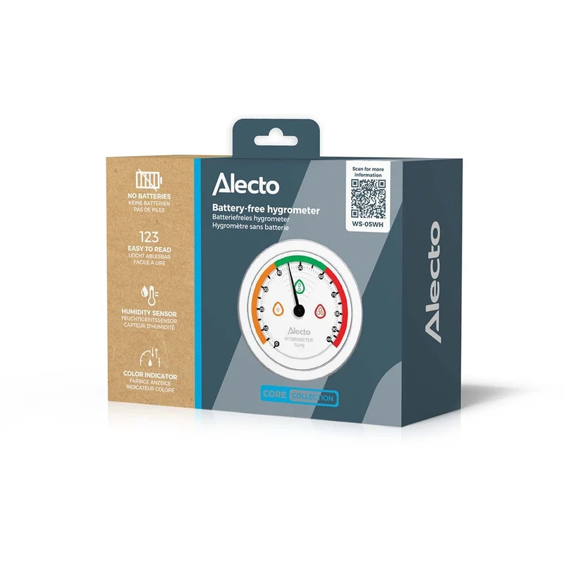 Alecto WS-05WH - Analoges Innenraum-Hygrometer mit batterielosem Betrieb - Weiß
